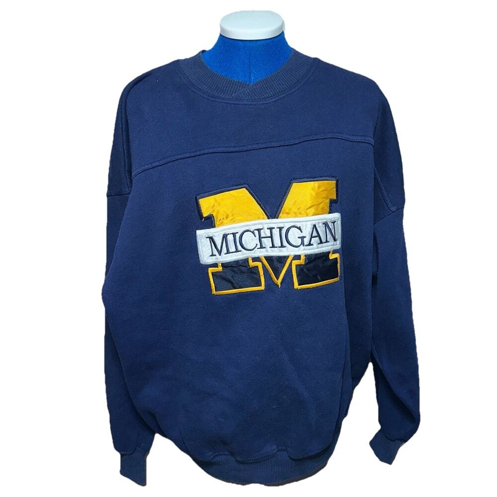 Vintage 90s University of Michigan Wolverines Pullover Crewneck Sweatshirt XL